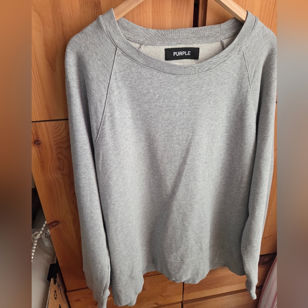 Purple Brand Men's Grey Cotton Crew Neck Sweatshirt Size Medium